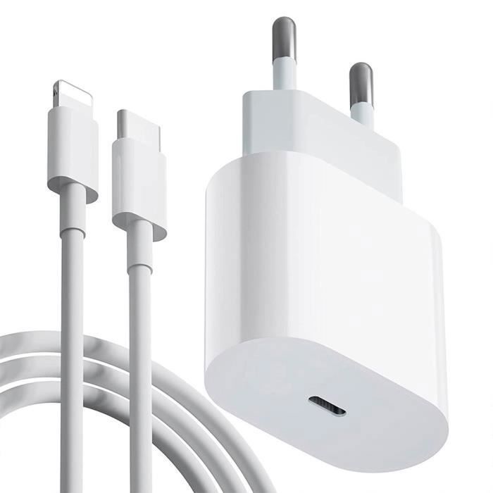 Cargador rápido Tikawi de 25 W blanco + cable para iPhone 14-14 Plus-14 Pro-14 Pro Max-13-Mini-13 Pro-13 Pro Max-12-12 Pro-11-X-XS-XR-SE