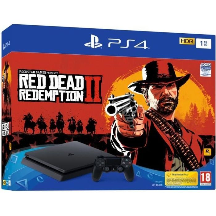 PS4 Slim 1TB Black Console - Sony - Red Dead Redemption 2 - Open World Adventure Game