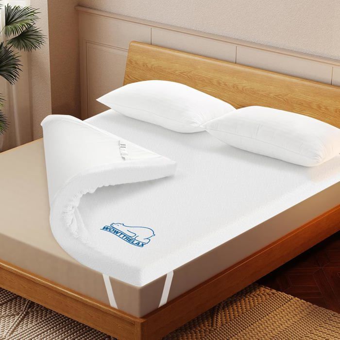 Colchón de 140x200 cm - Cubrecolchón reversible - 6 cm de grosor - Espuma viscoelástica - Diseño de doble cara - con funda lavable