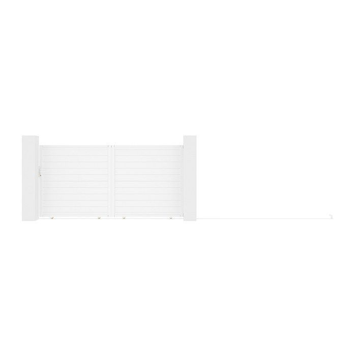 Puerta corredera de aluminio macizo, 374 cm de ancho x 180 cm de alto, blanca - NAZARIO