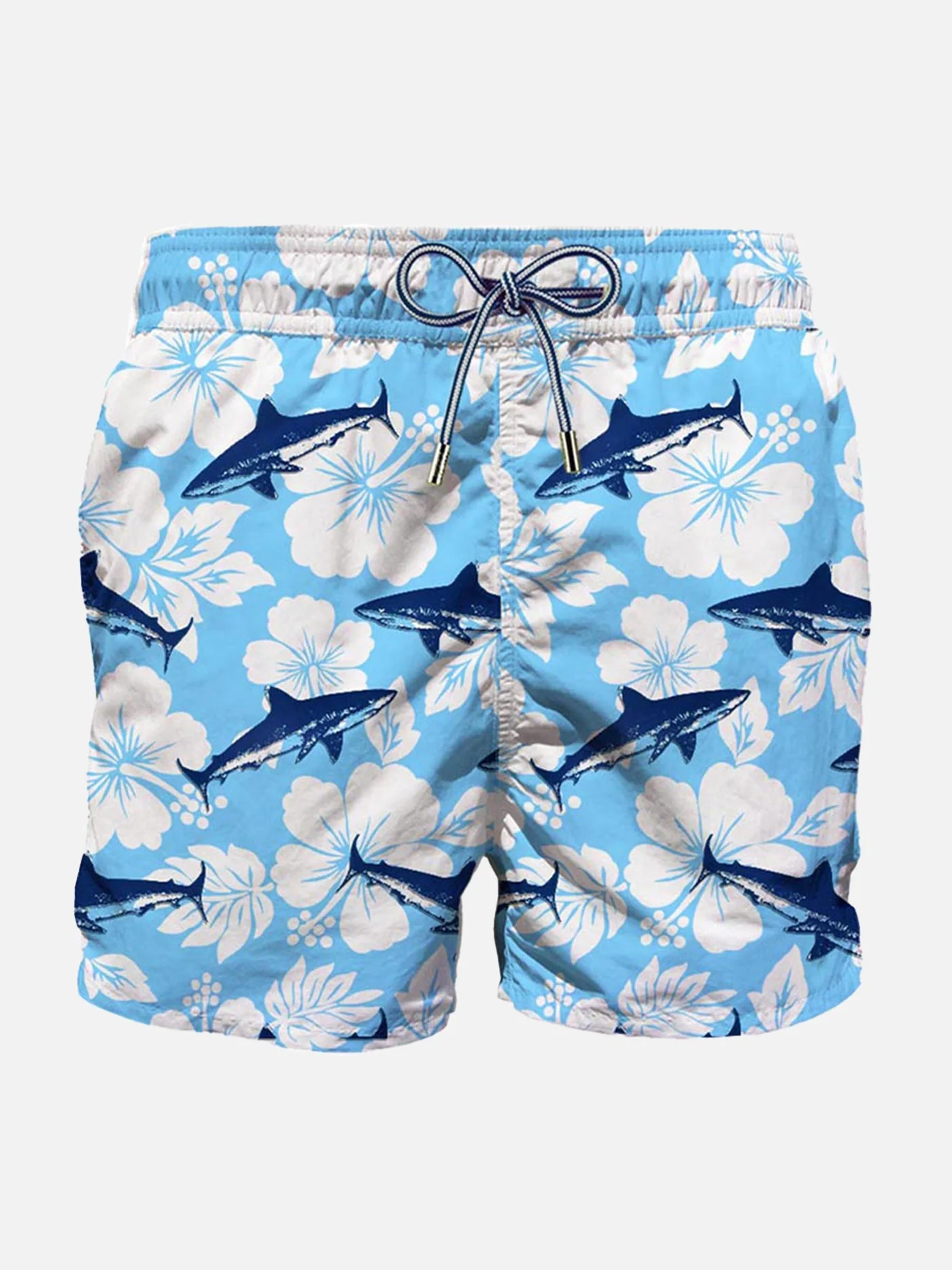 Middellange fluwelen zwemoutfit met haaienprint