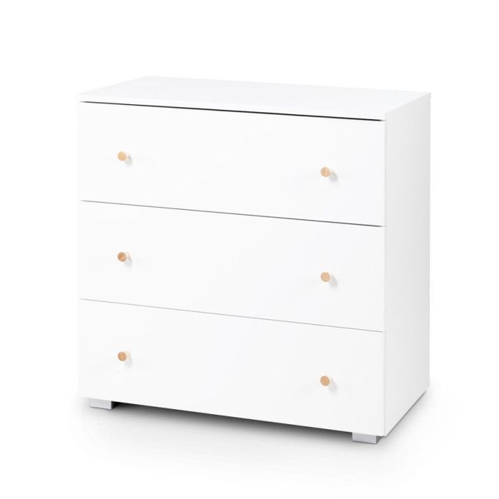 Holzkommode mit drei Schubladen und Wickeltisch – Weiß – B 80 x T 81 x H 48 cm – Kollektion Karolina