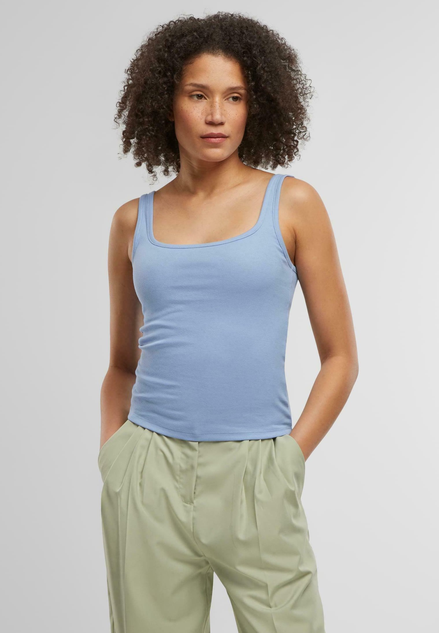 Confezione da 2 top Urban Classics con scollo largo - nero azzurro polvere