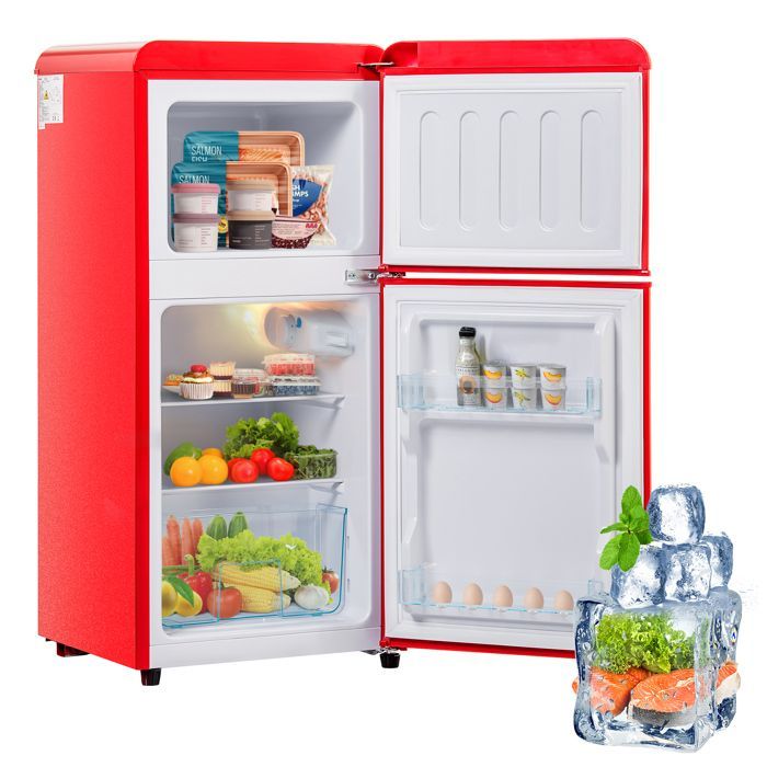 Frigorífico-congelador - OEM - Retro - 60 litros - Congelador de 22 litros - Clase energética E 102 kWh/año