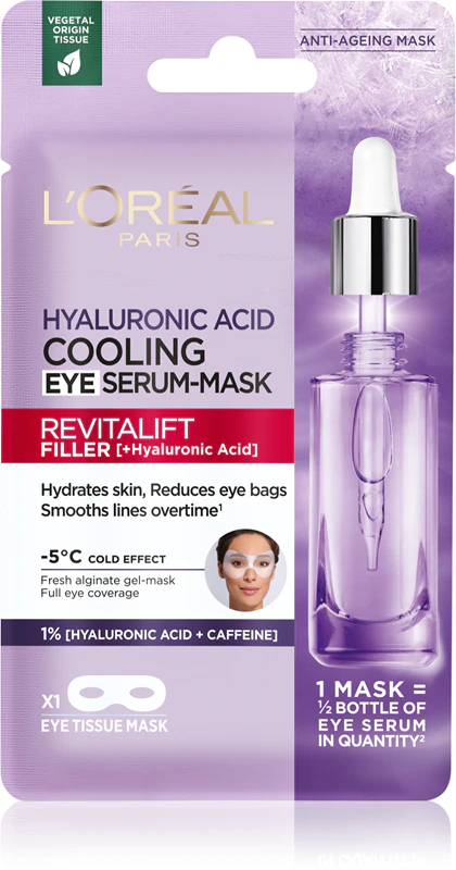 Máscara facial para olhos L'Oréal Paris Revitalift Filler, iluminadora e hidratante.