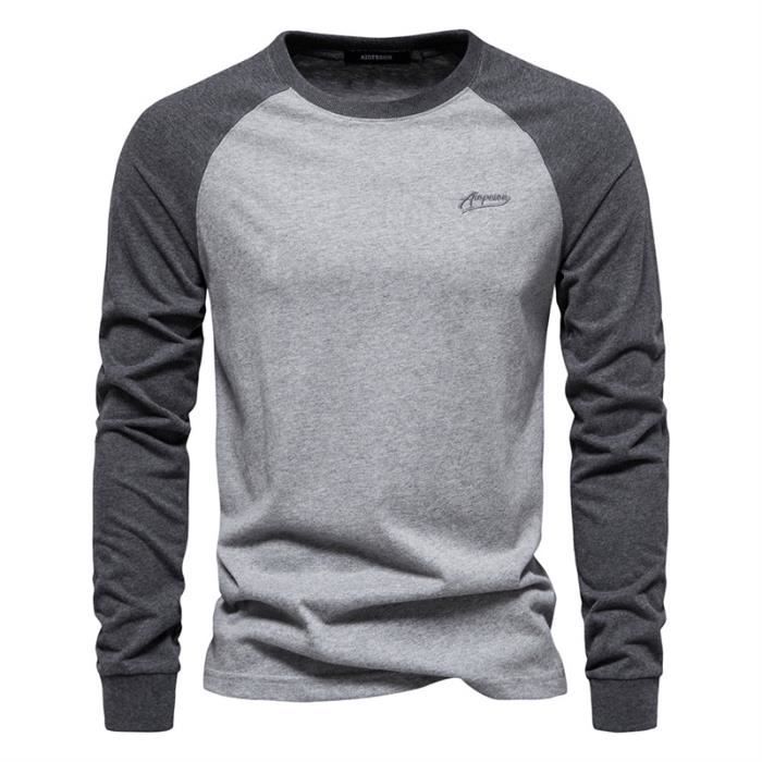 Camiseta de hombre - FONDUPIN - Manga larga - Gris - Corte ajustado