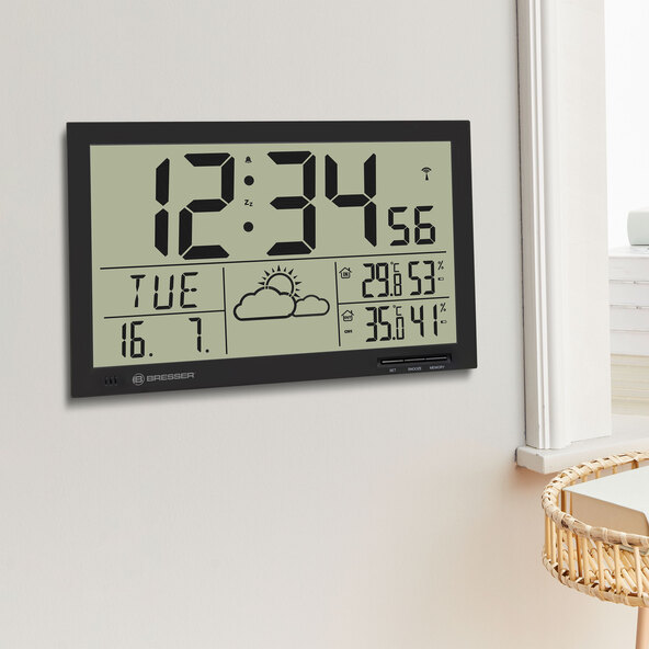 MyTime Jumbo LCD weather wall clock, black