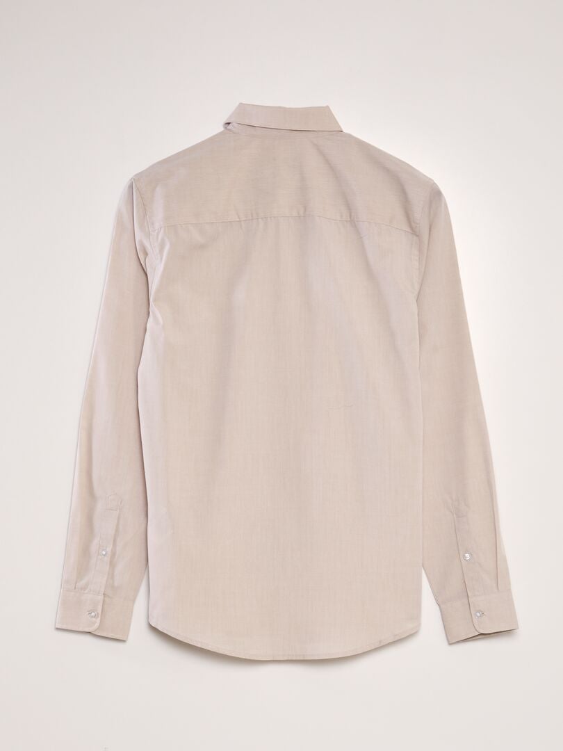 Klassiek effen overhemd - BEIGE