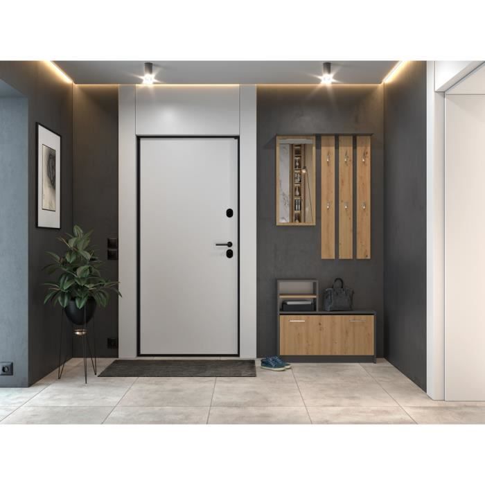 VITTORIA - Entryway coat rack - Wall-mounted coat rack + mirror + shoe storage - 180x85x24 - Entryway furniture