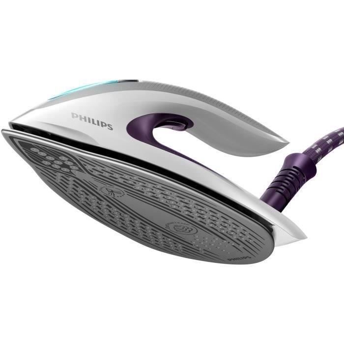 Plancha con generador de vapor - PHILIPS - GC9660/30 - PerfectCare Elite - 7,5 bares - 1,8 L - Blanco/Morado