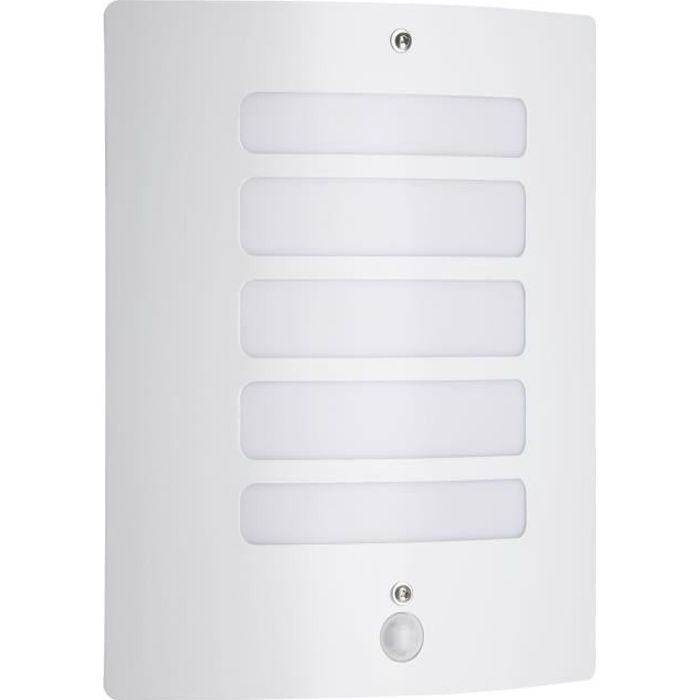 Aplique de pared exterior TODD blanco con sensor de movimiento - Brillante - Metal y plástico - E27 máx. 60W