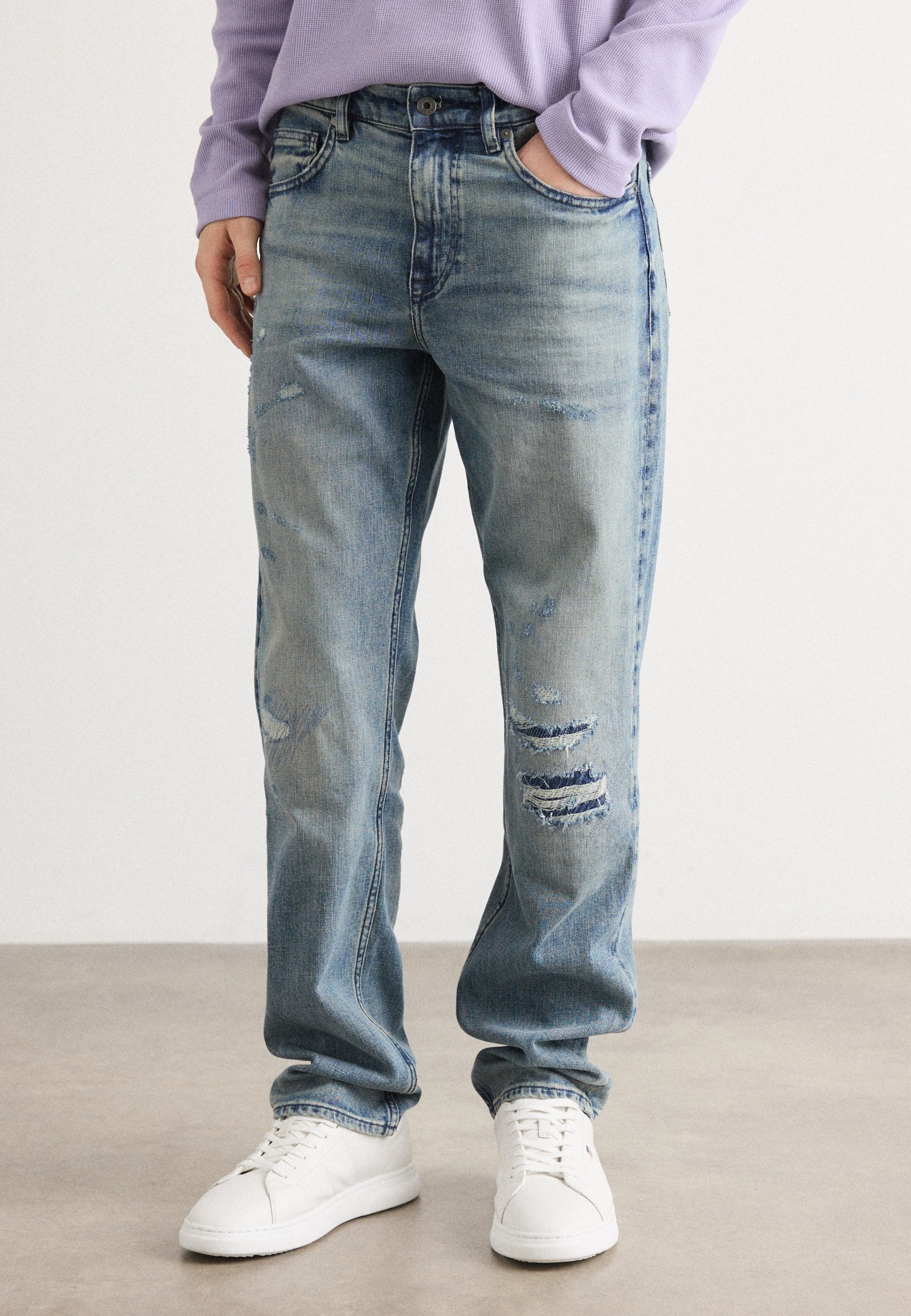 BOSS TROY - Jeansy z prostą nogawką - turkusowy aqua