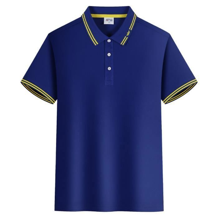 Polo para hombre - INSFITY - Manga corta - Transpirable y cómodo - Azul