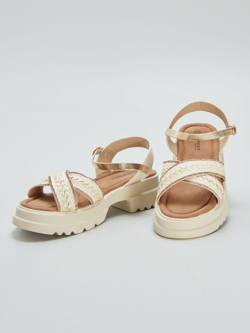 Sandalen met hoge zool - BEIGE