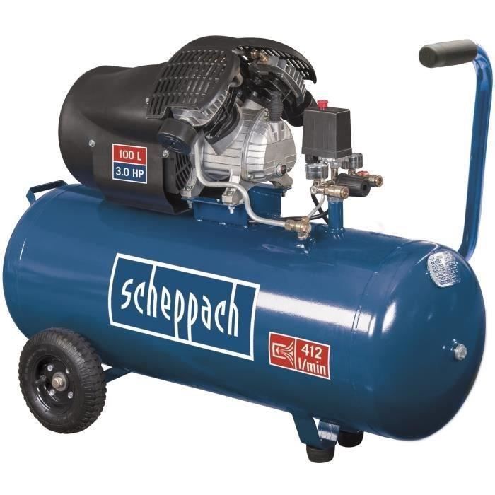 Scheppach HC100DC Horizontal-Luftkompressor – 100 l – 220 W – 8 bar – 3 PS