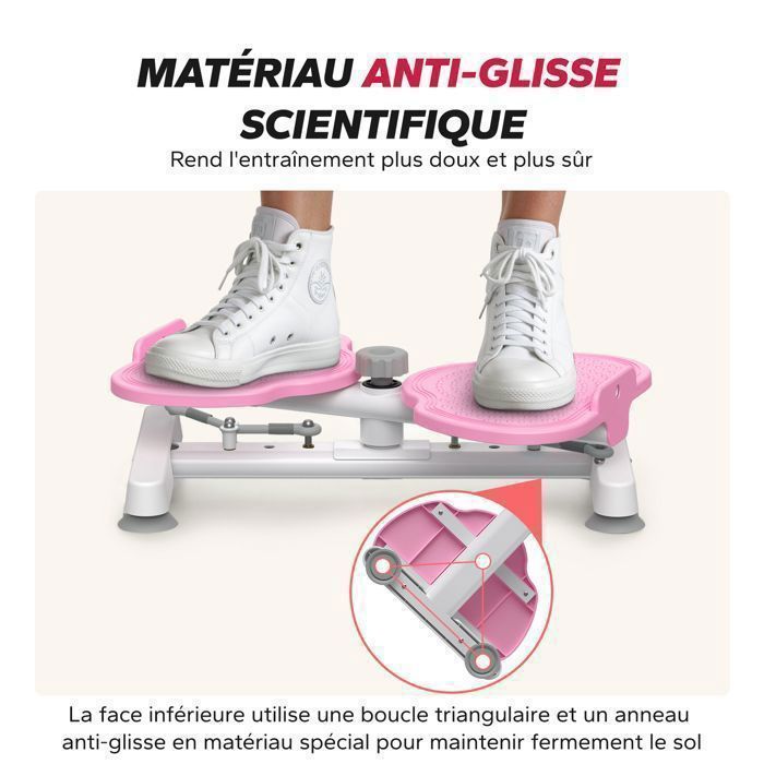 Plaque de torsion MERACH, Twister abdominal, Bandes Élastiques de Résistance, Prise sécurisée, Charge Max 136 kg, Silencieux, Blanc