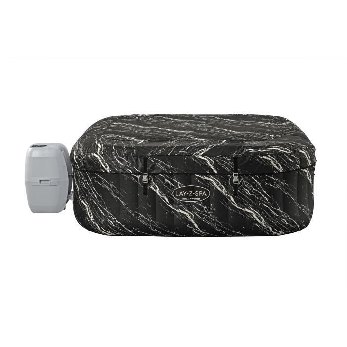 Spa gonflable BESTWAY - Lay-Z-Spa Hollywood - 140 airjets - 180 x 180 x 66 cm - 4 à 6 places - Carré (couverture, cartouche)