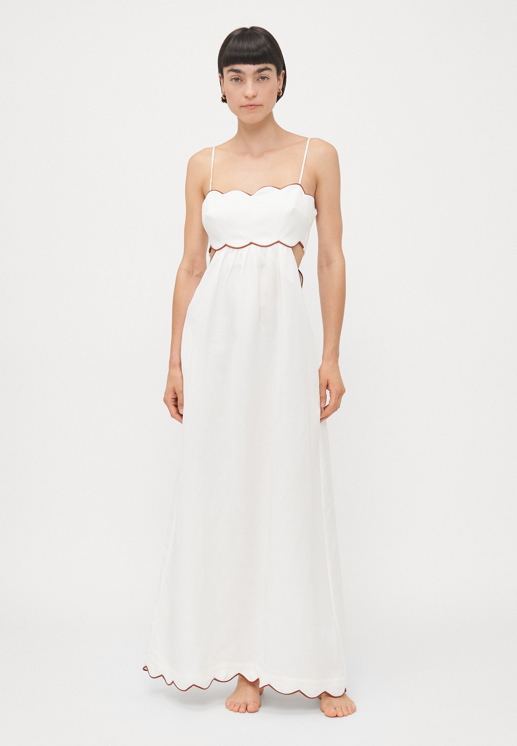ADRIANA DEGREAS LANGES KLEID MIT CUT-OUT-DECKE - Strandaccessoire - cremeweiß