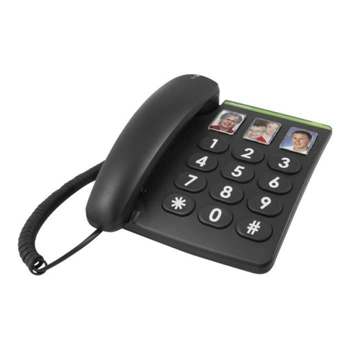Telefono fisso DORO PhoneEasy 331ph - Tasti grandi, tasti con foto - Nero