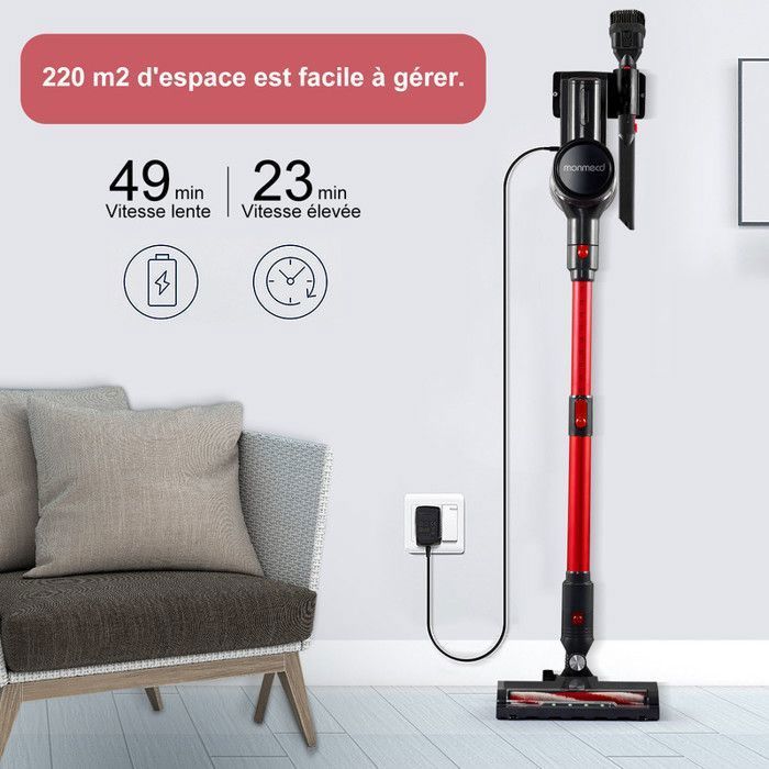 Aspirapolvere senza fili 4 in 1, autonomia di 49 minuti, 150 W, 6 batterie da 2200 mAh, 2 velocità, ultraleggero, ideale per tappeti e pavimenti duri - Grigio