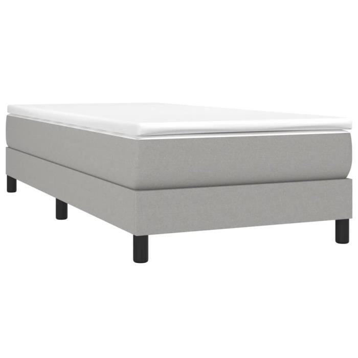 Base de cama de láminas - AKOZON - 90x200 cm - Tela gris claro - Fácil montaje - Individual