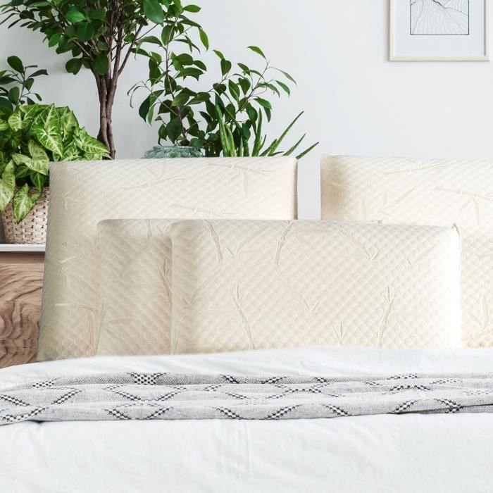 OLYMPE LITERIE | Lot de 2 oreillers MDF 60x60 cm | Mousse à mémoire de forme | Fermes