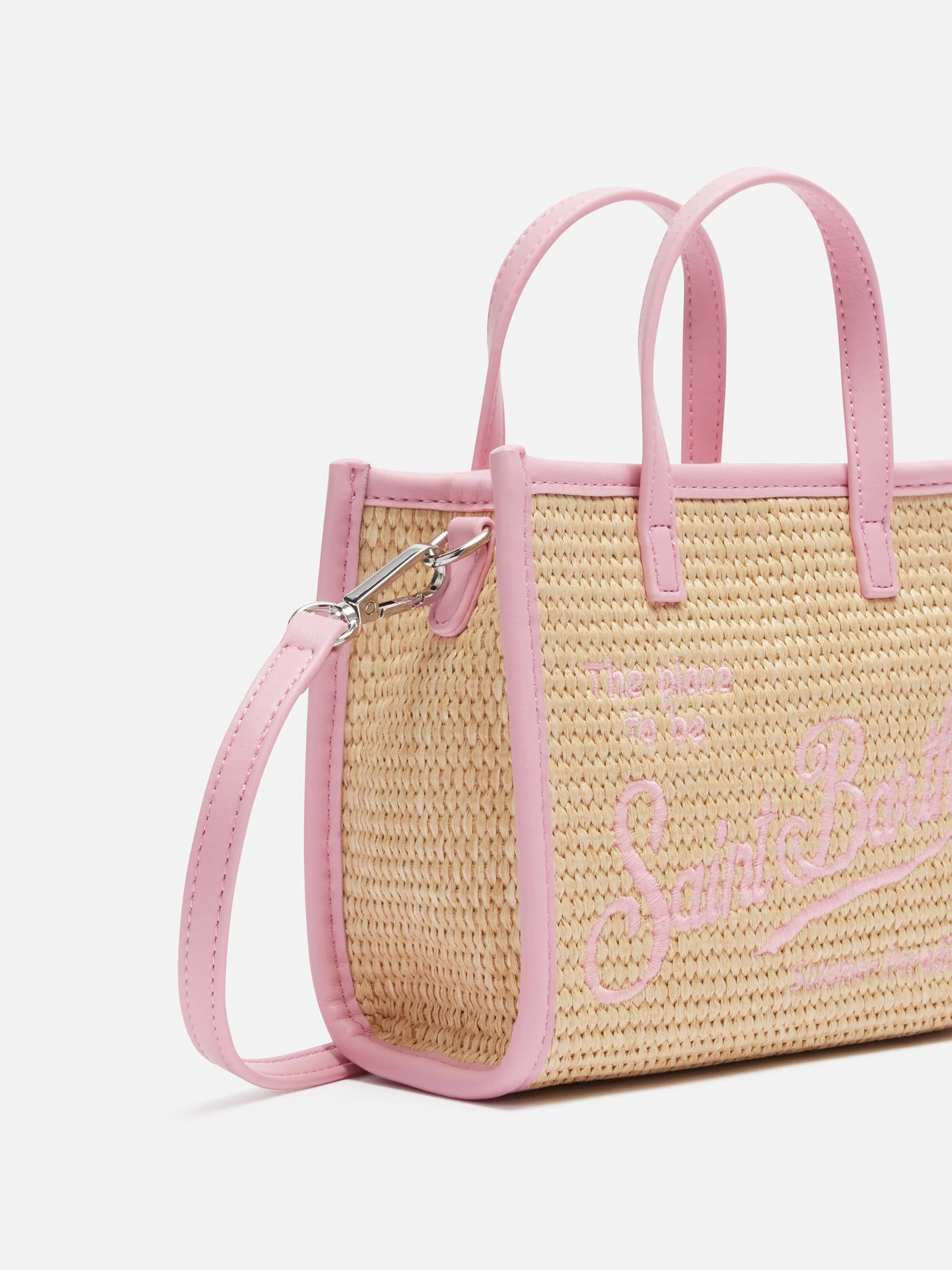 Vivian Mini beige håndtaske med stråeffekt