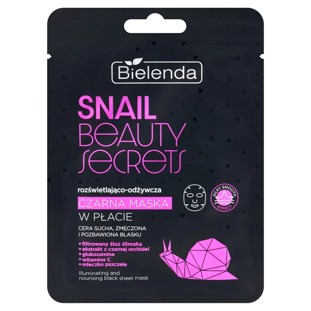 Bielenda Snail Beauty Secrets Rozświetlająco-odżywcza czarna maska w płacie