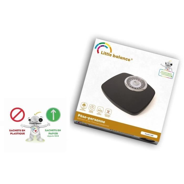 Balanza mecánica para baño LITTLE BALANCE 8400 Comfort 180, capacidad de 180 kg / 1 kg, pantalla grande, compacta, color negro y cromo.