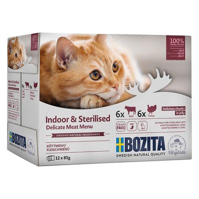 Sachets Bozita pour usage intérieur et stérilisés, lot mixte de 12 x 85 g