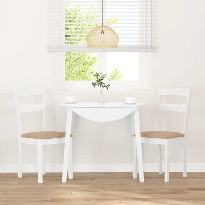 Sillas de comedor vidaXL con cojines, 2 unidades, blancas, madera maciza, goma, silla de comedor, silla, silla de salón, sillas 4102386