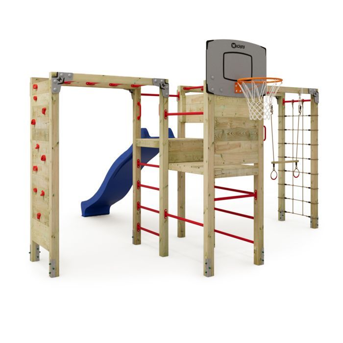 WICKEY FIT Cross1085 Spielbereich & Fitnessstation – 300 cm Rutsche & Hängeleiter – Garten-Gymnastikanlage – 5 Jahre Garantie*