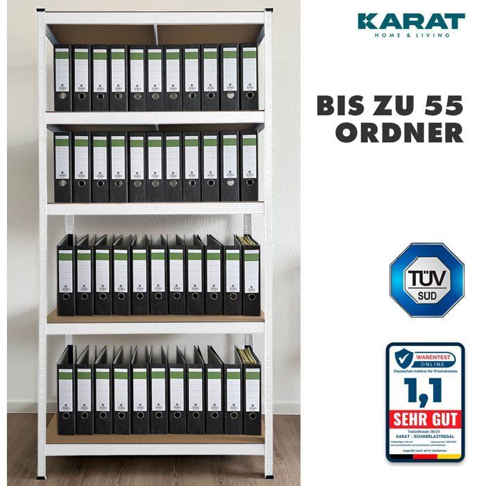 Estantería metálica reforzada de alta resistencia Grizzly, 5 niveles, blanca, 180 x 90 x 45 cm, carga máxima: 875 kg