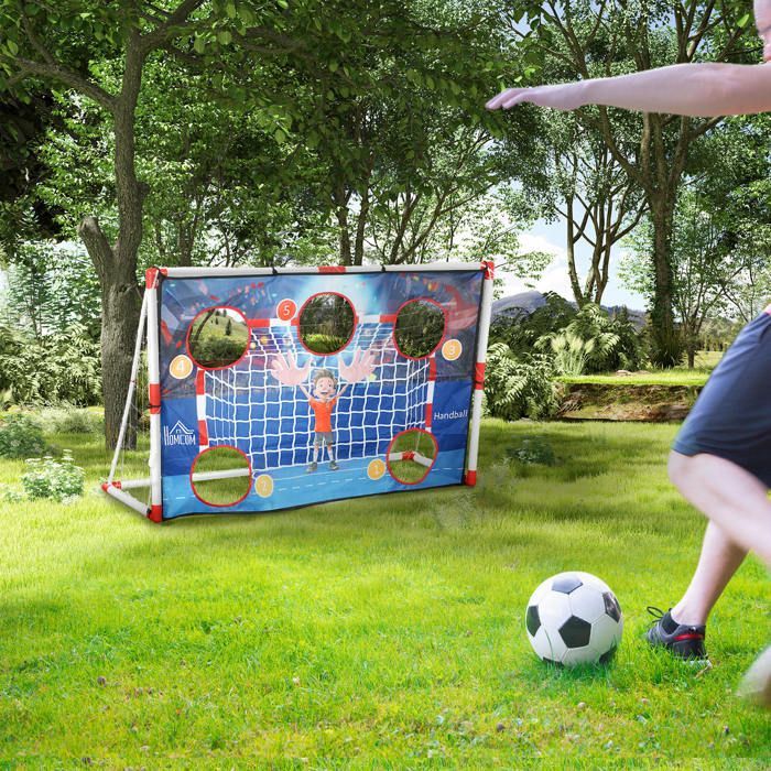 Handbalkooi voor buiten - HOMCOM - 5 doelzones - pomp - opblaasbare handbal - grondpinnen - wit