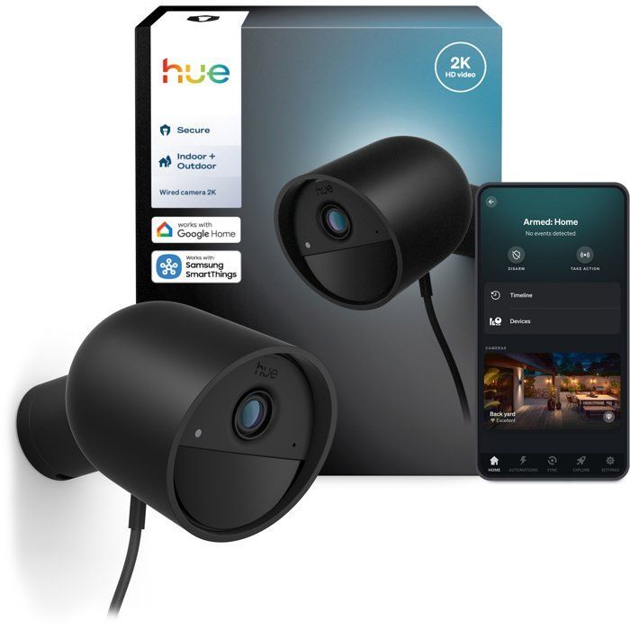 Slimme camera - Philips Hue - Buiten - Bedraad - Nachtzicht - 2K - Desktop - Zwart