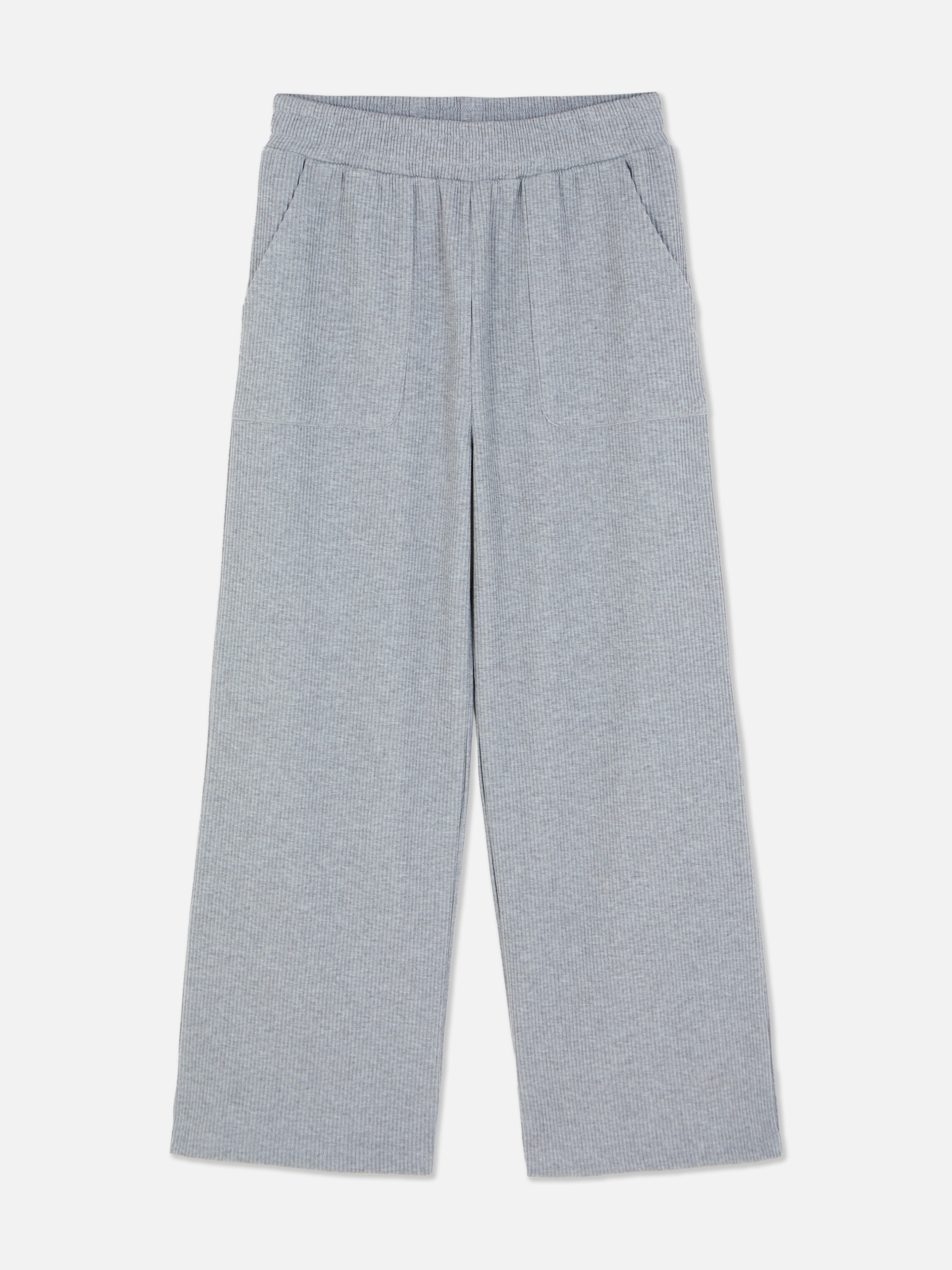 Pantaloni de trening cu talie largă, cu nervuri, asortați, cu buzunare laterale și talie elastică