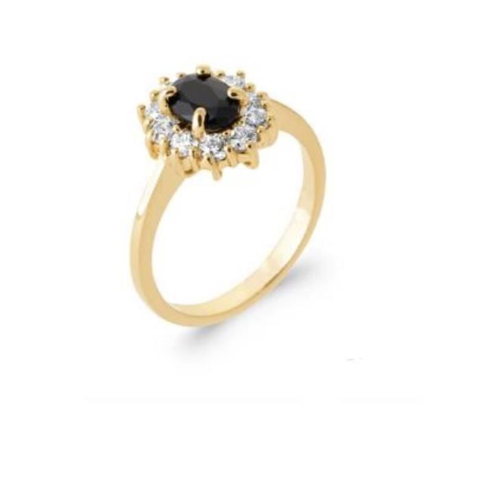 Anillo marquesa con zafiro, chapado en oro de 18 quilates (5 micras) - Joyería para mujer - Bijouxia - Chapado en oro - Zafiro - Acabado en oro - Mujer