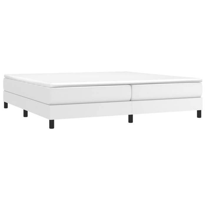 Cama de madera blanca de 200 x 200 cm - Estable y duradera - Estructura de cama de muelles blanca de 200 x 200 cm en piel sintética 001_495231