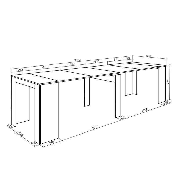 Table console extensible - SKRAUT HOME - RF2657 - 14 personnes - Noir