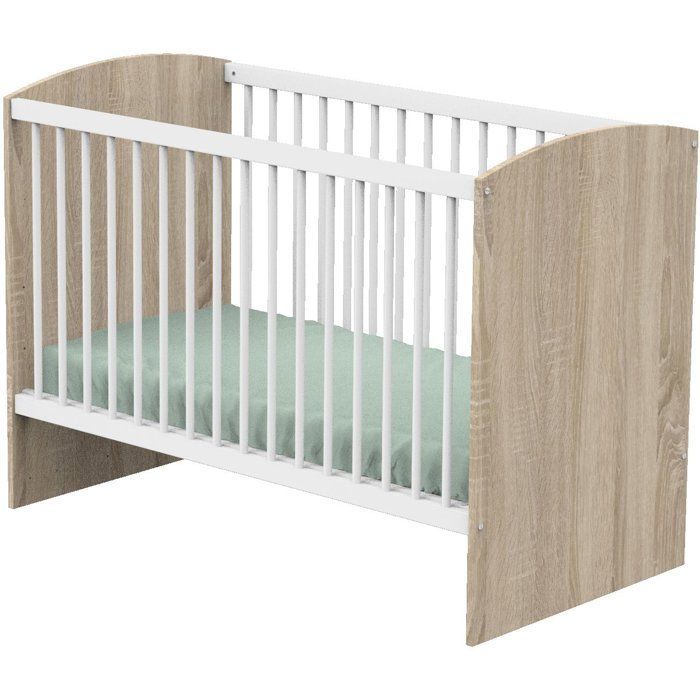 Cuna para bebé - 120 x 60 cm - Colchón incluido - Acceso - Madera/Blanco - SAUTHON