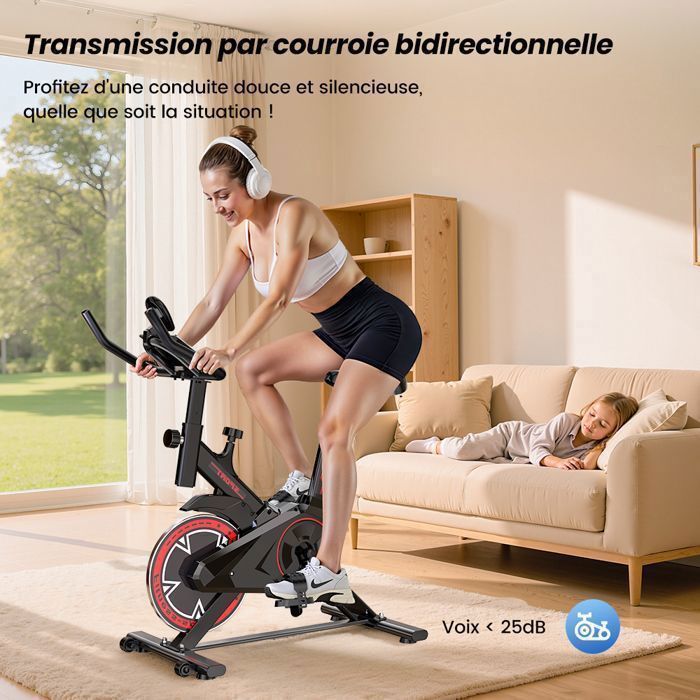 Vélo d'exercice, Vélo d'intérieur Silencieux avec écran LCD, Vélo d'Appartement Résistance Réglable - Formill  QK101