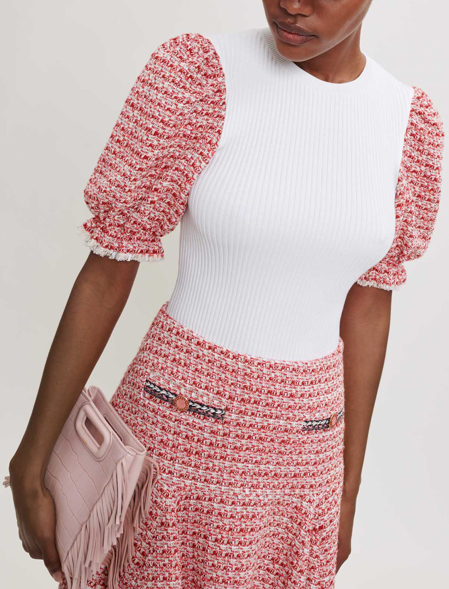 Tweed gebreide trui met mouwen - Raw