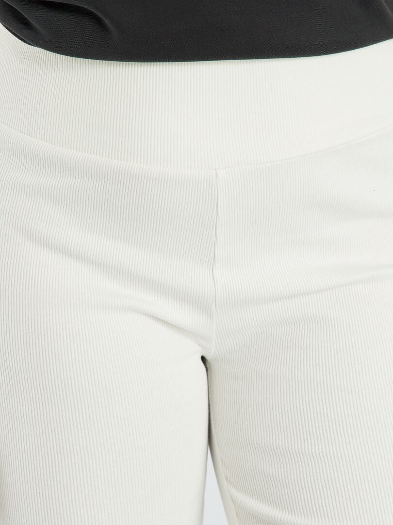 Geribbelde gebreide fietsbroek - wit