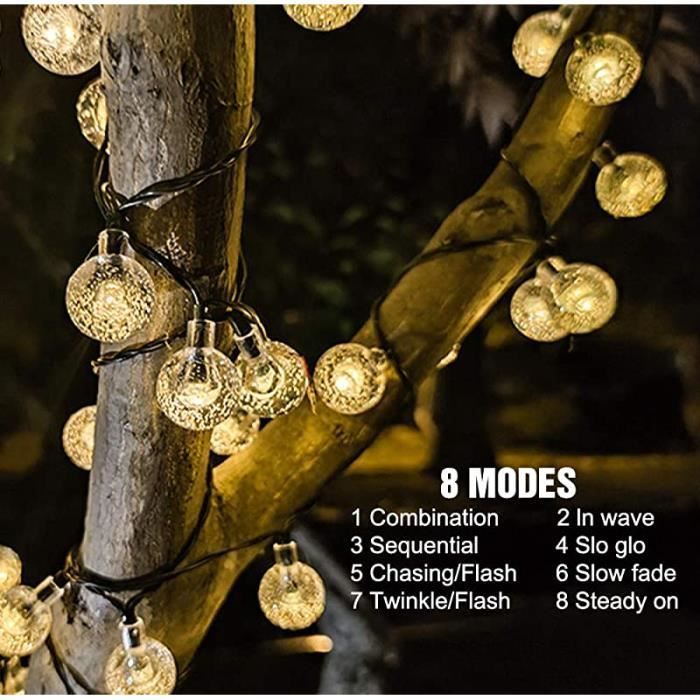 Luci a stringa solari da esterno ZGEER - 100 LED - Bianco caldo - 12 m - Impermeabili IP65