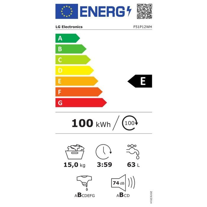 Lavatrice a carica frontale LG F51P12WH - 15 kg - Wi-Fi - TurboWash