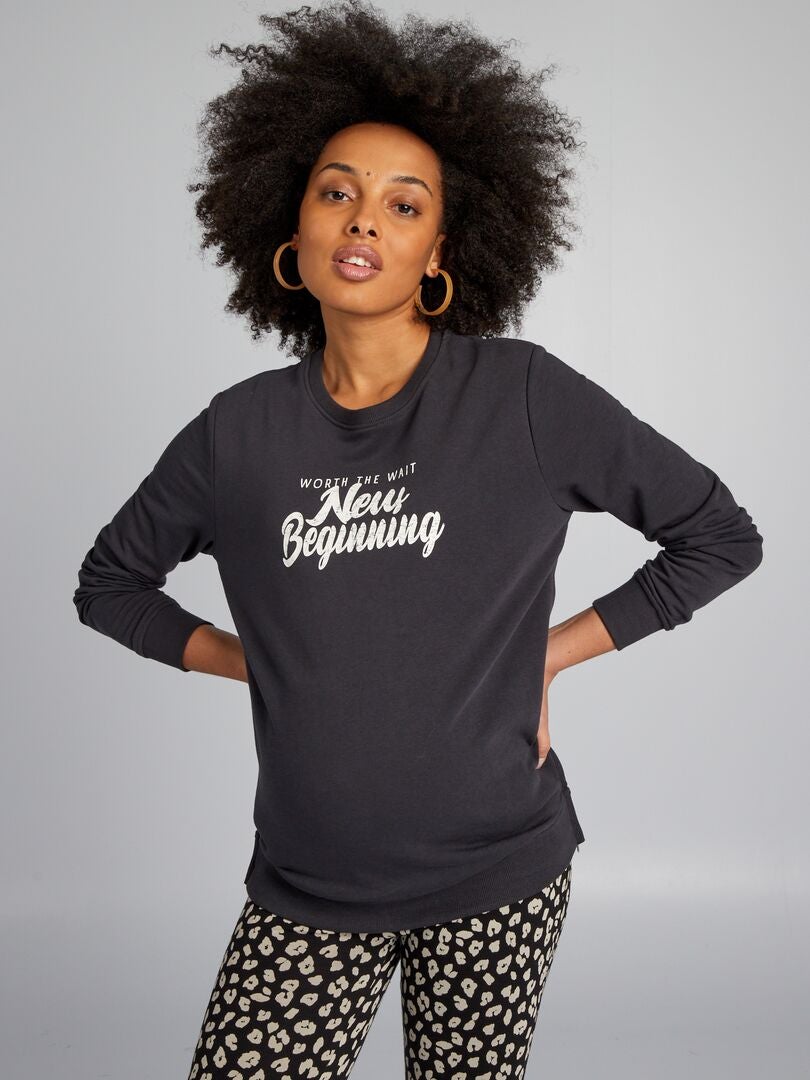 Verpleegkundig sweatshirt met zijopeningen - ZWART