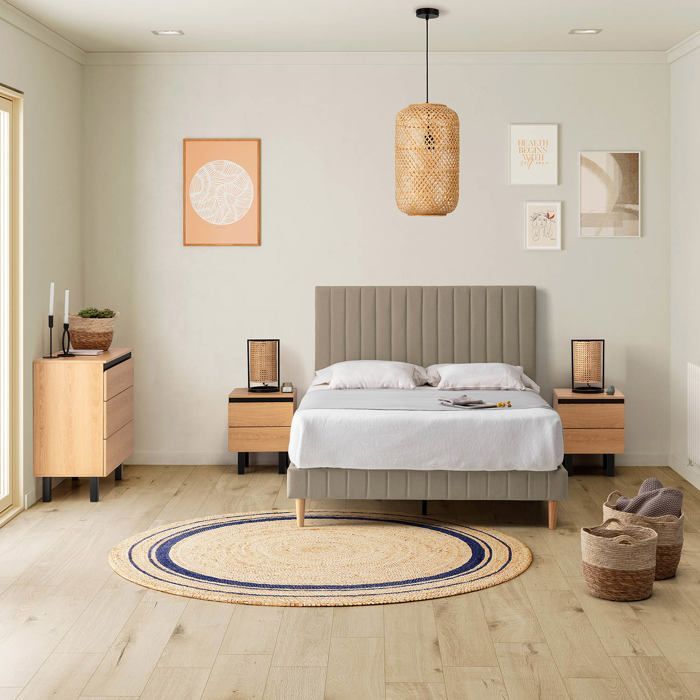 Eris gestoffeerde bedbodem 140x190 cm beige