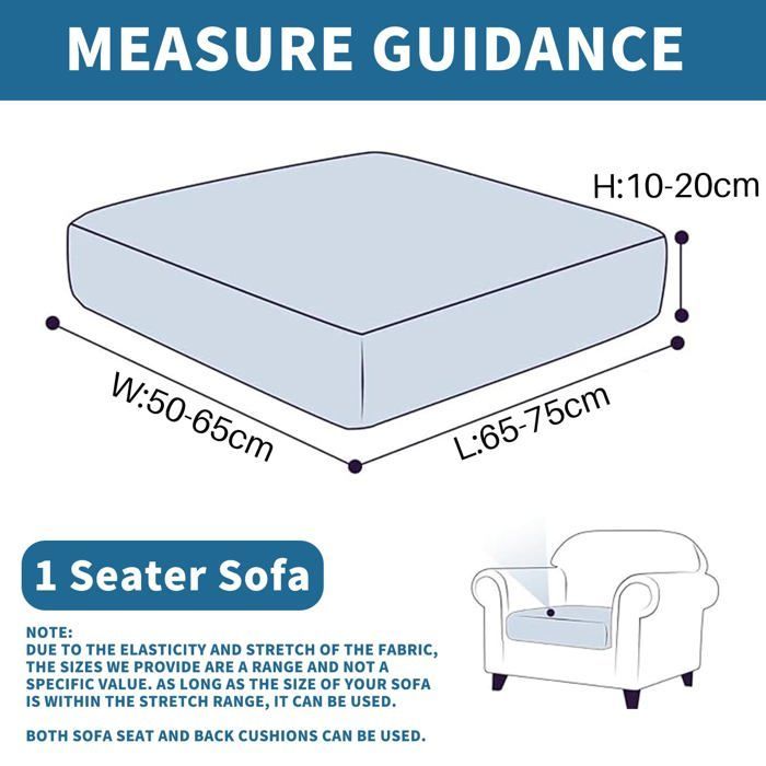 Ystyle Housse Assise Canapé, Housse Coussin Canape Extensible, Housses De Coussin De Siège De Canapé (1 Place, Beige)
