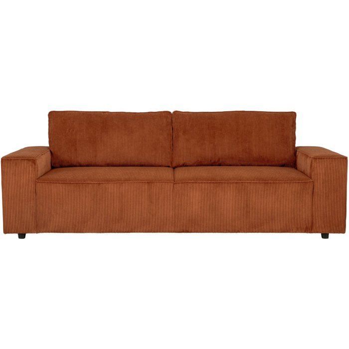 JOSH 4-seater fixed sofa - Terracotta corduroy - 241 x 86 x 88 cm