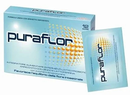 Puraflor, complément alimentaire en sachets de 12, contenant des ferments lactiques